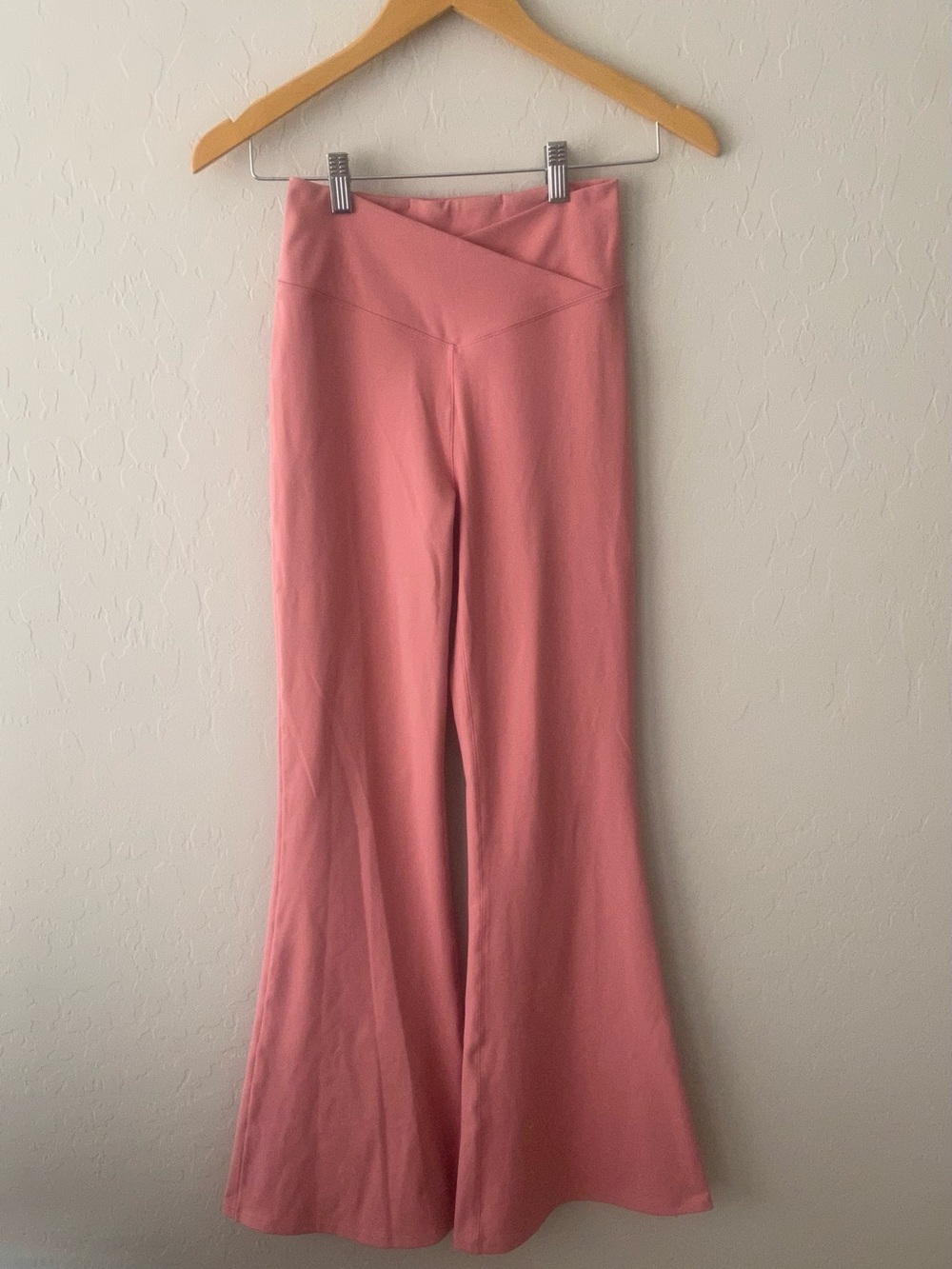 Women’s Pink Solid High-Waist Activewear Leggings Boot Cut Size XS